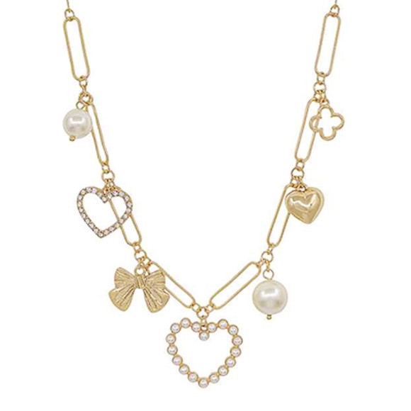 Heart & Multi Charm Choker Set - Picture 1 of 1